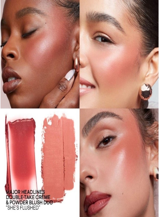 باتريك تا ماجور يتصدر عناوين الأخبار: ثنائي أحمر الخدود الكريمي والبودرة "دبل تيك" 10 غرام، لون "شي فلاشد" - Image 3